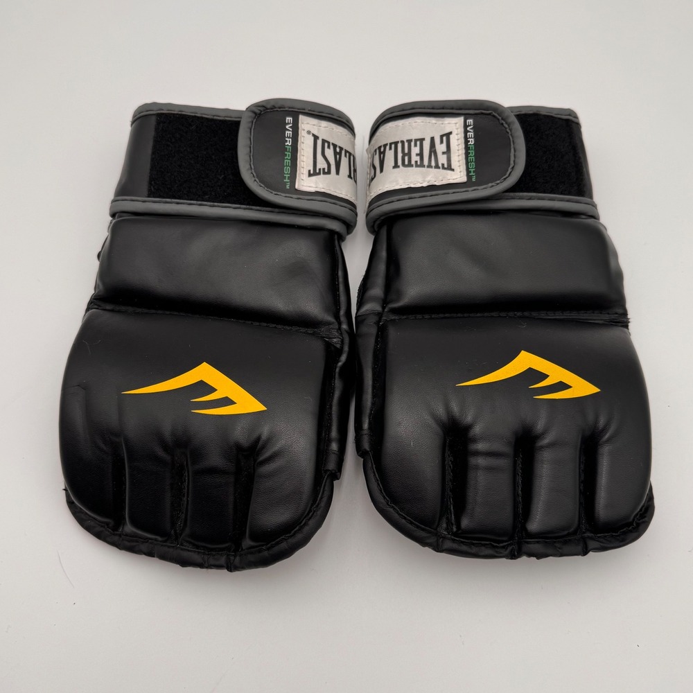 Everlast MMA Grappling Gloves Black Yellow EverFresh Training‎ Size S/M